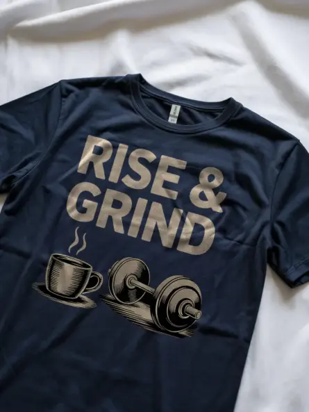 Bold Rise and Grind T Shirt – Motivational Coffee & Gym Tee - Image 8