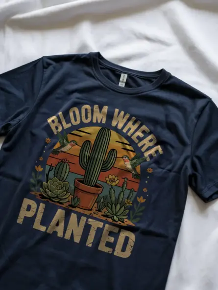 Vintage Cactus T-Shirt for Plant Lovers – Bloom Where Planted - Image 8