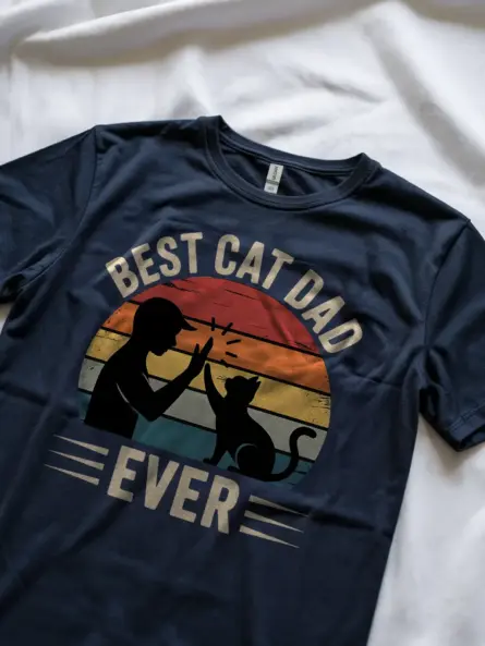 Vintage Cat Dad Shirt – Retro Sunset Tee for the Best Cat Dad Ever - Image 8