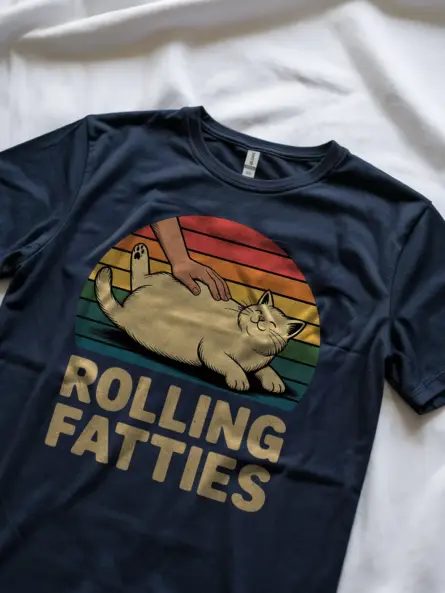 Rolling Fatties Vintage Cat Shirt – Funny Retro Tee for Pet Lovers - Image 8