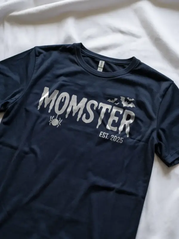 Navy lifestyle momster-est 2025 t-shirt dripping text design