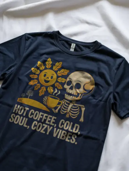 Vintage Baking Mom T-Shirt – Hot Coffee Cold Soul Cozy Vibes Tee - Image 5