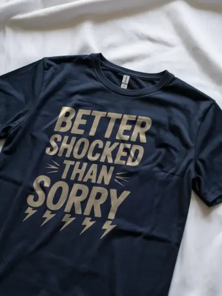 Navy Better Shocked Than Sorry Shirt Lifestyle – electrician gift shirt with lightning bolt