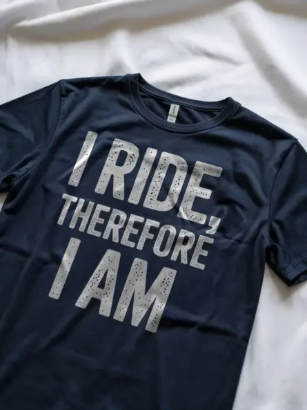 Bold Biker Quote T-Shirt – “I Ride Therefore I Am” Minimal Design - Image 8