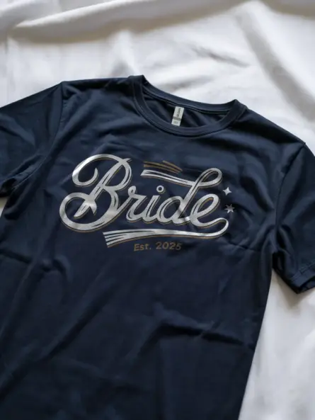Bride Est 2025 Shirt – Vintage Cursive Engagement Tee - Image 5