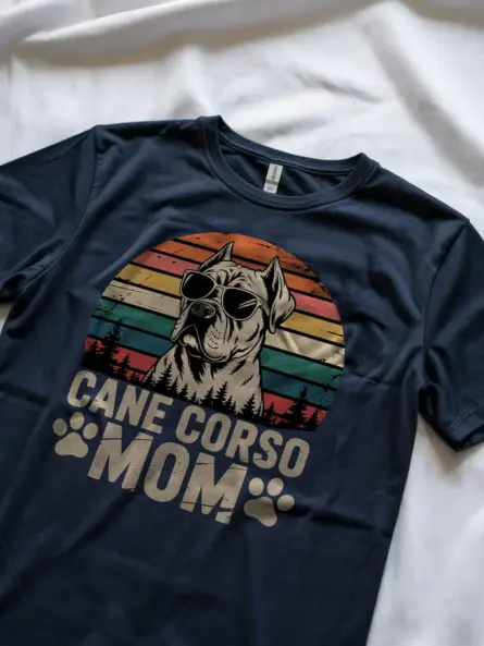 Bold Cane Corso Mom Shirt – Retro Sunset Dog Lover Tee - Image 11