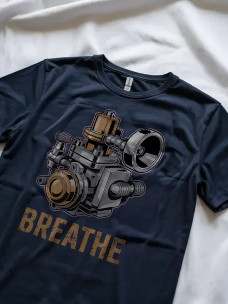 Bold Carburetor T-Shirt for Gearheads – BREATHE Mechanical Design - Image 8