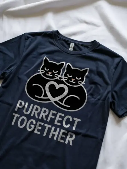 Purrfect Together Cat Heart Shirt – Romantic Gift for Couples - Image 8