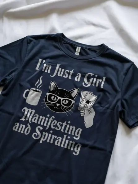 Cat Tarot Shirt for Witchy Girls – Manifesting Gothic Vibes Tee - Image 8