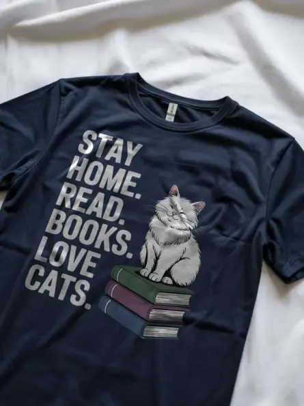 Cozy Cats Books T-Shirt – Minimalist Reading Tee for Introverts - Image 8