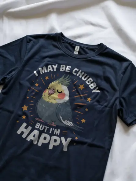 Chubby Cockatiel T-Shirt with Cute Motivational Bird Quote - Image 5