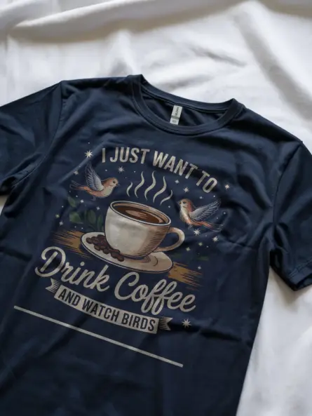 Coffee and Bird Watching T-Shirt – I Just Want to Watch Birds Tee - Image 8