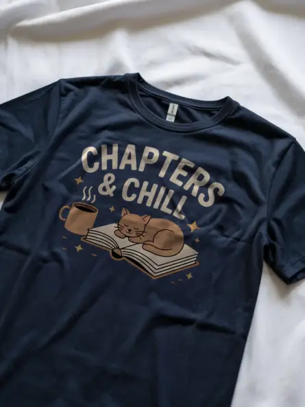 Cozy Reading T-Shirt – Chapters and Chill Cat Lover Tee - Image 8