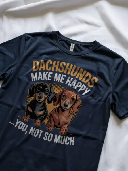 Dachshunds Make Me Happy Shirt – Funny Wiener Dog Graphic Tee - Image 11
