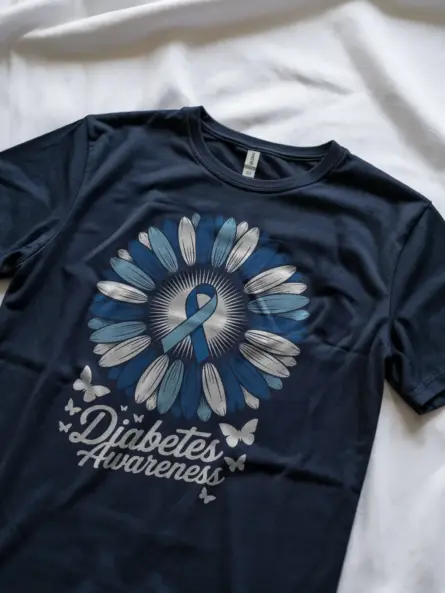 Diabetes Sunflower Shirt – Symbolic Blue Ribbon Awareness Tee - Image 8