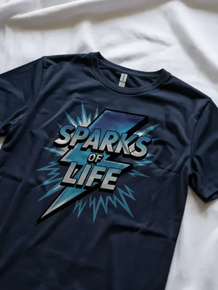 Electrician Motivational T-Shirt – Sparks of Life Blue Lightning Design - Image 8
