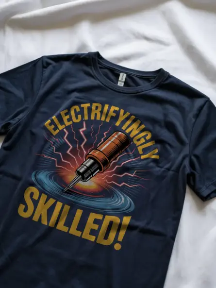 Electrifyingly Skilled Electrician Skills T-Shirt - Image 9