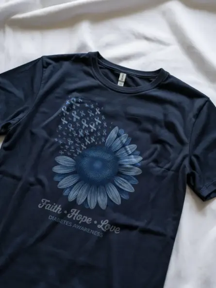 Faith Hope Love Diabetes Shirt – Beautiful Blue Sunflower Awareness Tee - Image 8
