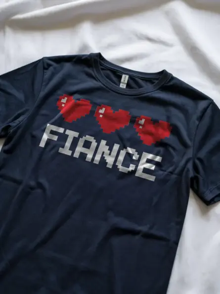 Cute Pixel Heart Fiancé T-Shirt - Image 11