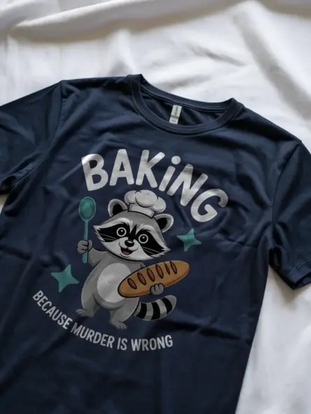Funny Baking T Shirt – Dark Humor Raccoon Graphic Tee - Image 8
