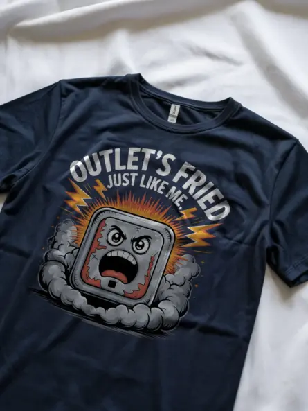 Funny Burnout Electrician T-Shirt with Cartoon Outlet - Image 10