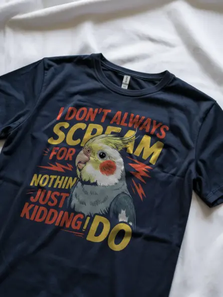Funny Cockatiel Screaming T-Shirt for Bird Lovers - Image 5
