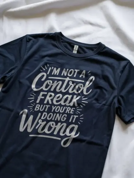 Navy Shirt I'm Not a Funny Control Freak T-Shirt Lifestyle Shot