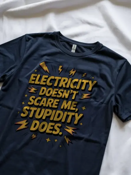 Funny Electrician Quote T-Shirt Stupidity Does Design - Image 8