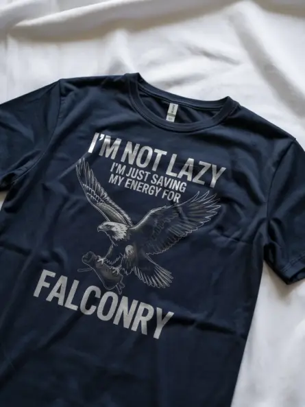 Funny Falconry Shirt for Falconers – Not Lazy Just Saving Energy Tee - Image 8
