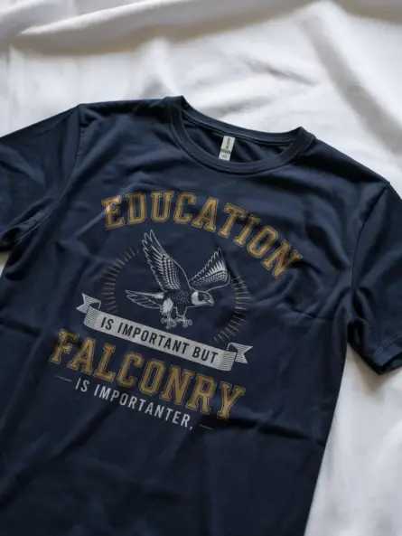 Funny Falconry T-Shirt – Education Is Importanter Graphic Tee - Image 5