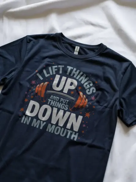 Funny Gym T Shirt for Lifting Weights – I Lift Things Up and Put Them Down Design - Image 9