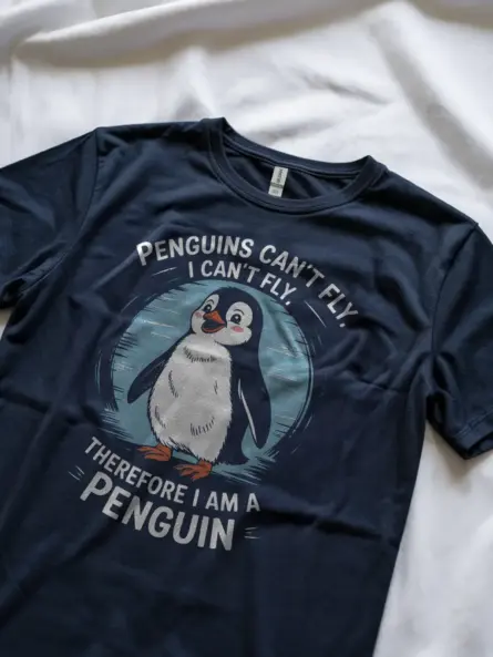 Funny Penguins Can’t Fly T-Shirt – Cute Cartoon Penguin Graphic Tee - Image 8
