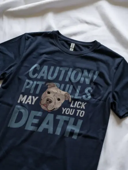 Caution Funny Pitbull Licking T-Shirt for Dog Lovers - Image 11