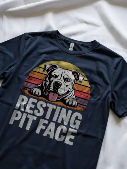 Funny Pitbull Shirt – Resting Pit Face Retro Dog Tee - Image 8