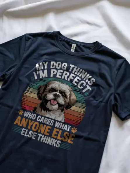 Funny Shih Tzu T-Shirt – Vintage Dog Mom Graphic Tee with Heart - Image 9