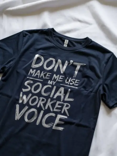 Funny Social Worker T-Shirt – Don’t Make Me Use My Voice Quote Tee - Image 11