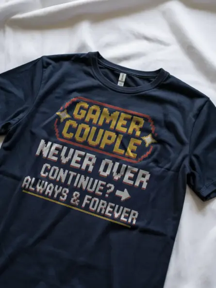 Gamer Couple Never Over T-Shirt - Image 11