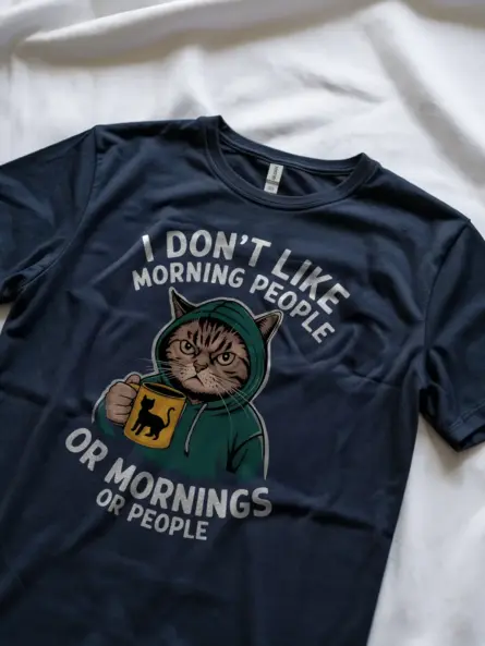 Grumpy Cat Morning People T-Shirt - Image 8