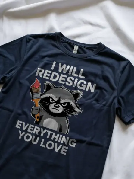 Grumpy Raccoon T-Shirt for Creatives – Funny Graphic Designer Gift - Image 8