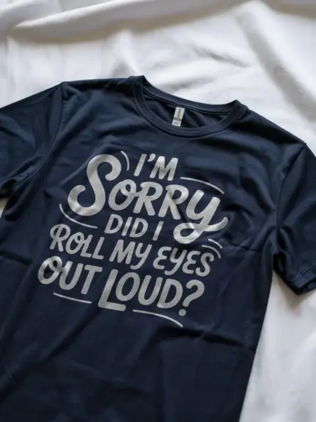 Navy Shirt I’m Sorry Did I Roll My Eyes Sarcastic Eye Roll T-Shirt Lifestyle Shot