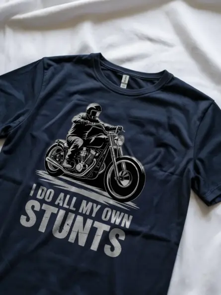 Epic I Do All My Own Stunts Shirt – Funny Motorcycle Wheelie Tee - Image 8
