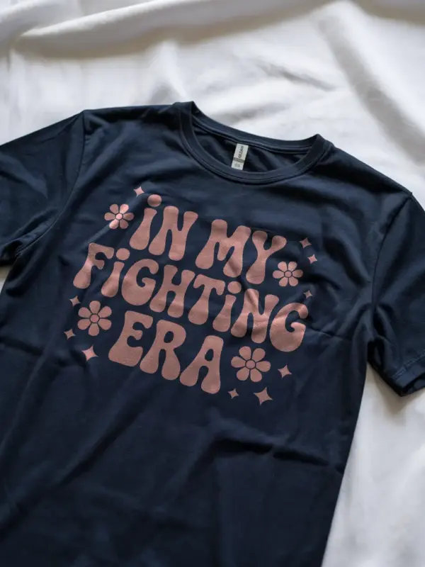 navy lifestyle – Blue vintage cancer awareness tee walk look