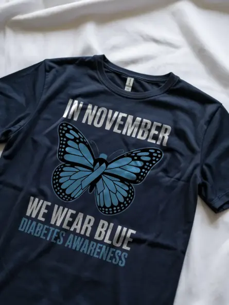 In November We Wear Blue Diabetes Shirt – Butterfly Awareness Tee - Image 11