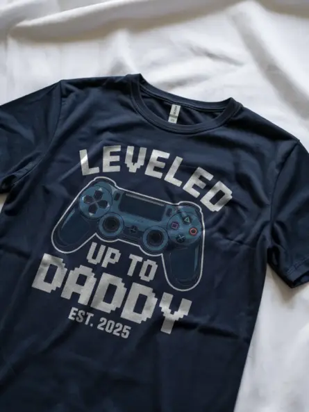 Leveled Up to Daddy Gaming T-Shirt for New Dads 2025 - Image 8