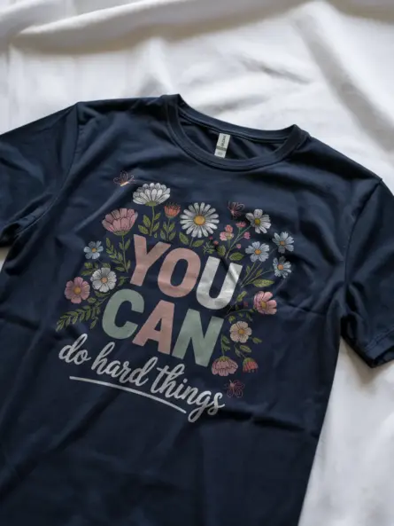 Motivational T-Shirt – Floral Chalkboard “Do Hard Things” Tee - Image 8