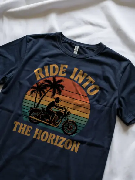 Motorcycle Sunset T-Shirt Ride Into The Horizon - Image 9
