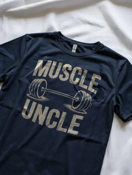 Muscle Uncle T-Shirt – Vintage Barbell Gym Tee for Fitness Lovers - Image 9