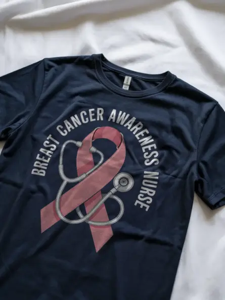 Powerful Nurse Breast Cancer Shirt – Pink Ribbon Awareness Tee - Image 9