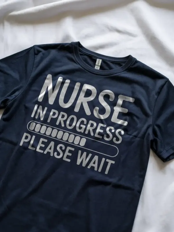 navy nurse in progress t-shirt for nursing students