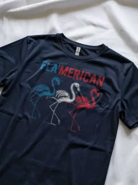 Patriotic Flamingo T-Shirt – FLA'MERICAN Red White Blue Tee - Image 8